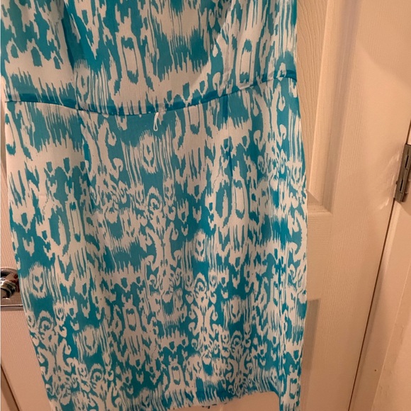 Alex Marie Turquoise & White One-Shoulder Ruffle Dress - Picture 3 of 5